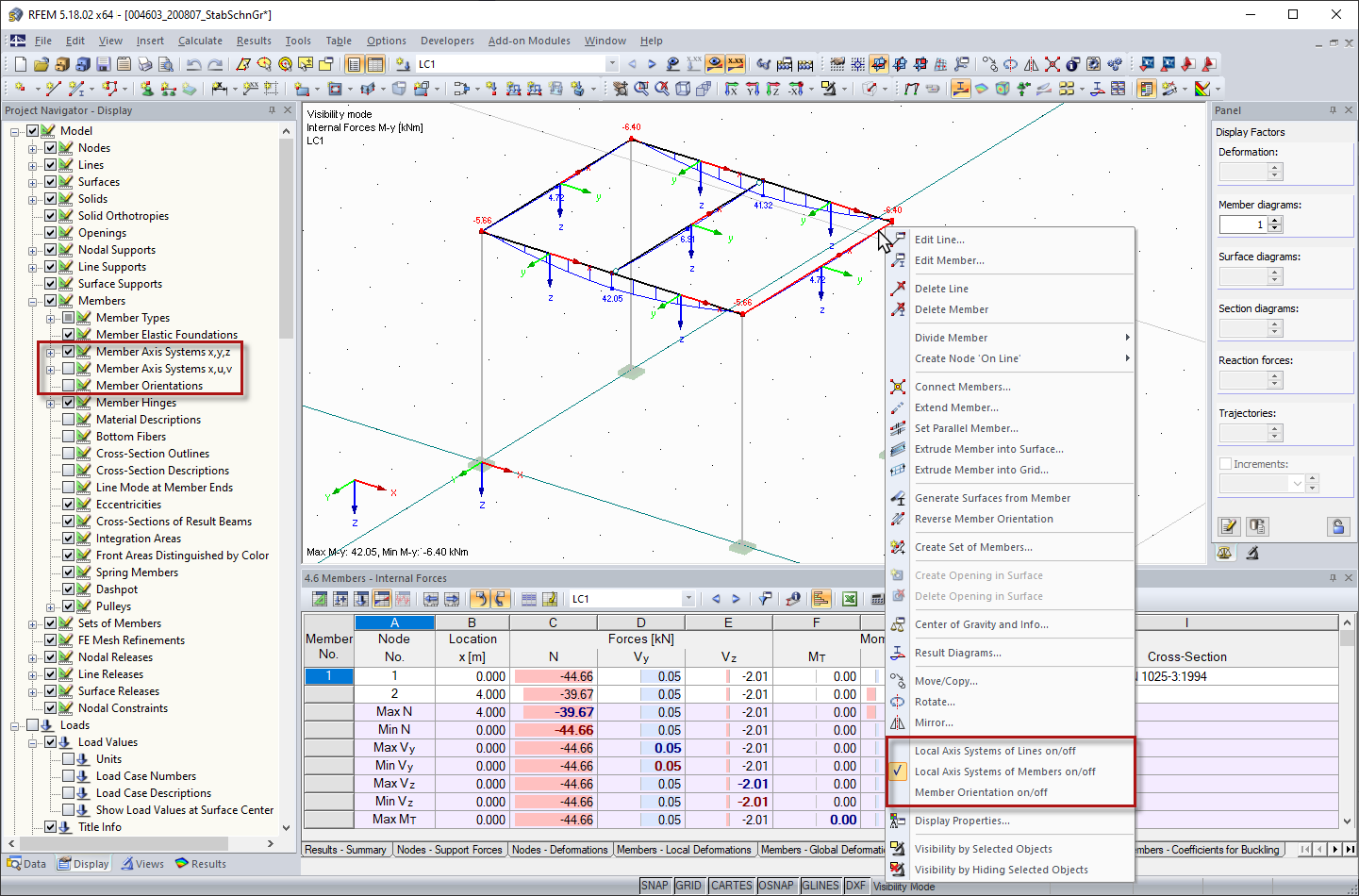Attivazione dei sistemi di assi delle aste locali