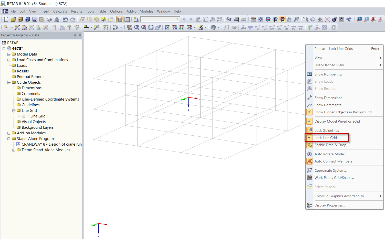 Griglia di linee bloccate