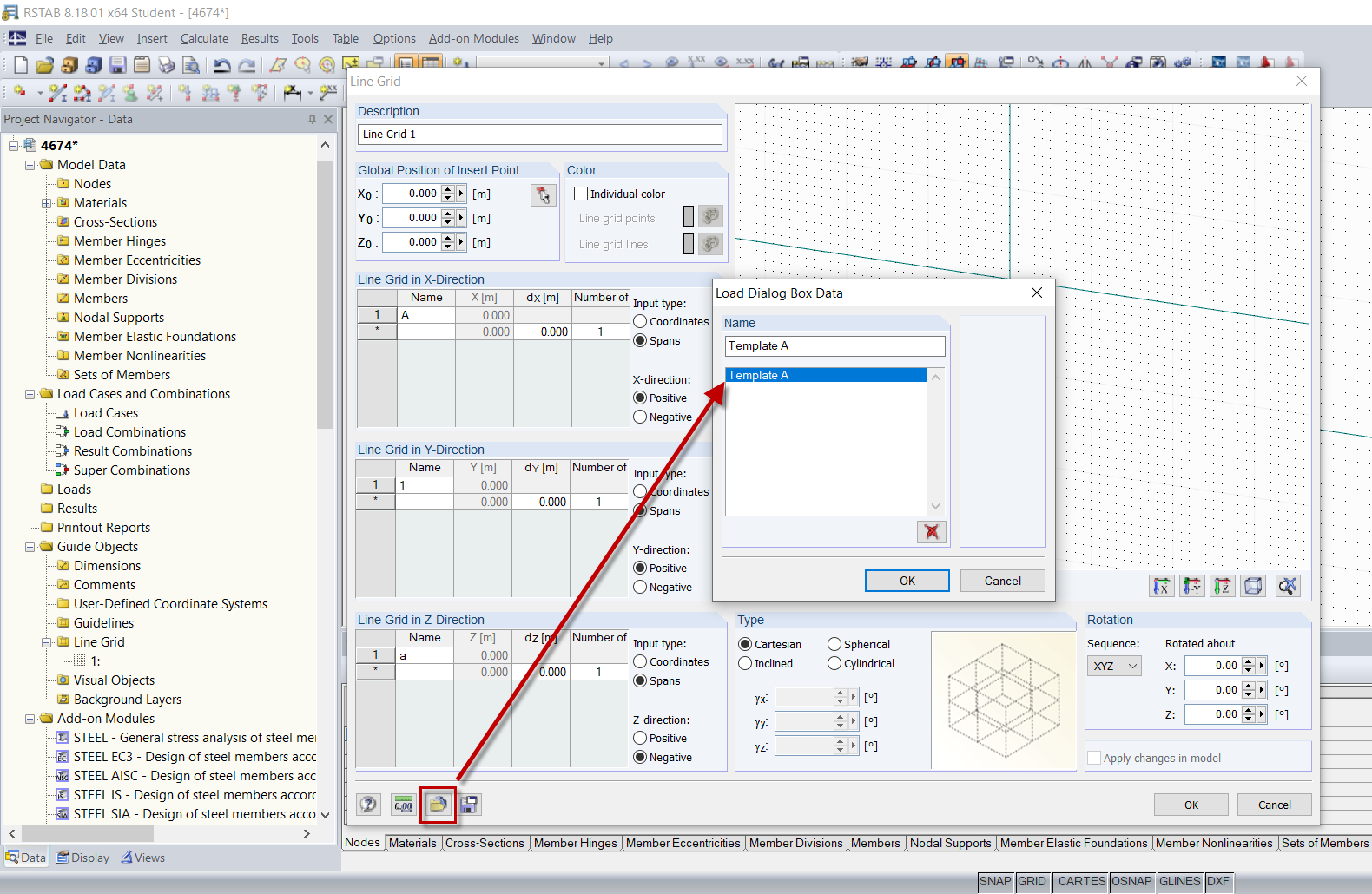 Caricamento del modello
