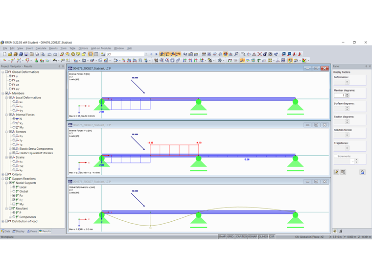 Risultati con carico nodale obliquo