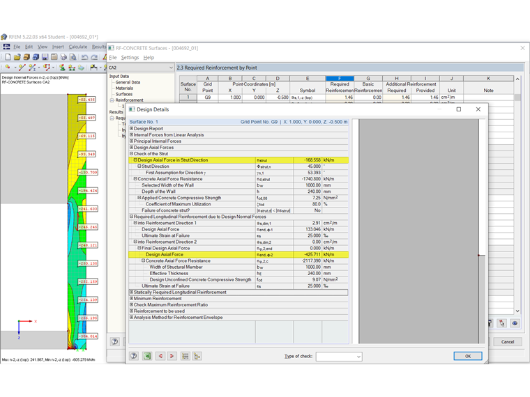 Dettagli di progettazione con ottimizzazione delle forze interne