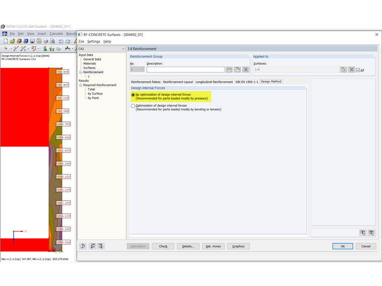 Selezione per l'ottimizzazione delle forze interne