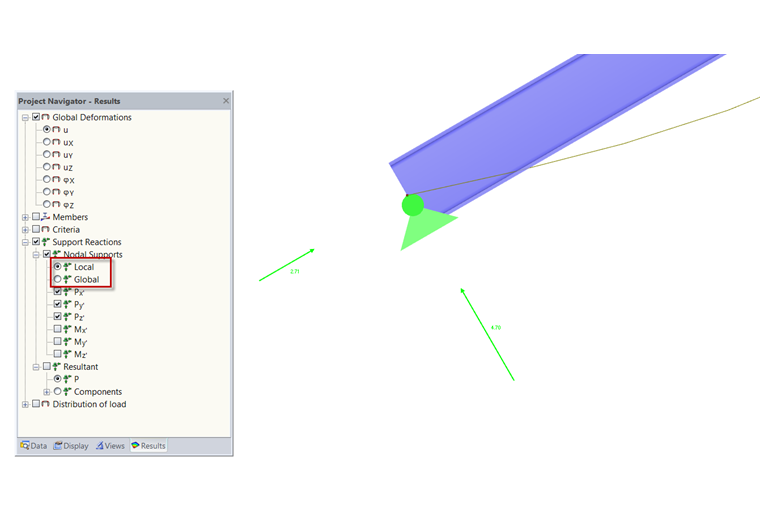 Visualizzazione delle reazioni vincolari