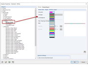 Proprietà di visualizzazione per i vincoli interni delle aste