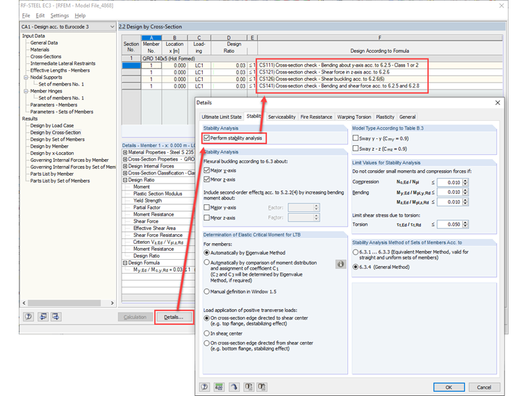 Progettazione di sezioni trasversali in RF-/STEEL EC3