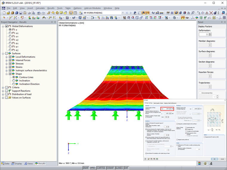 Mesh FE form-Finding 1 m