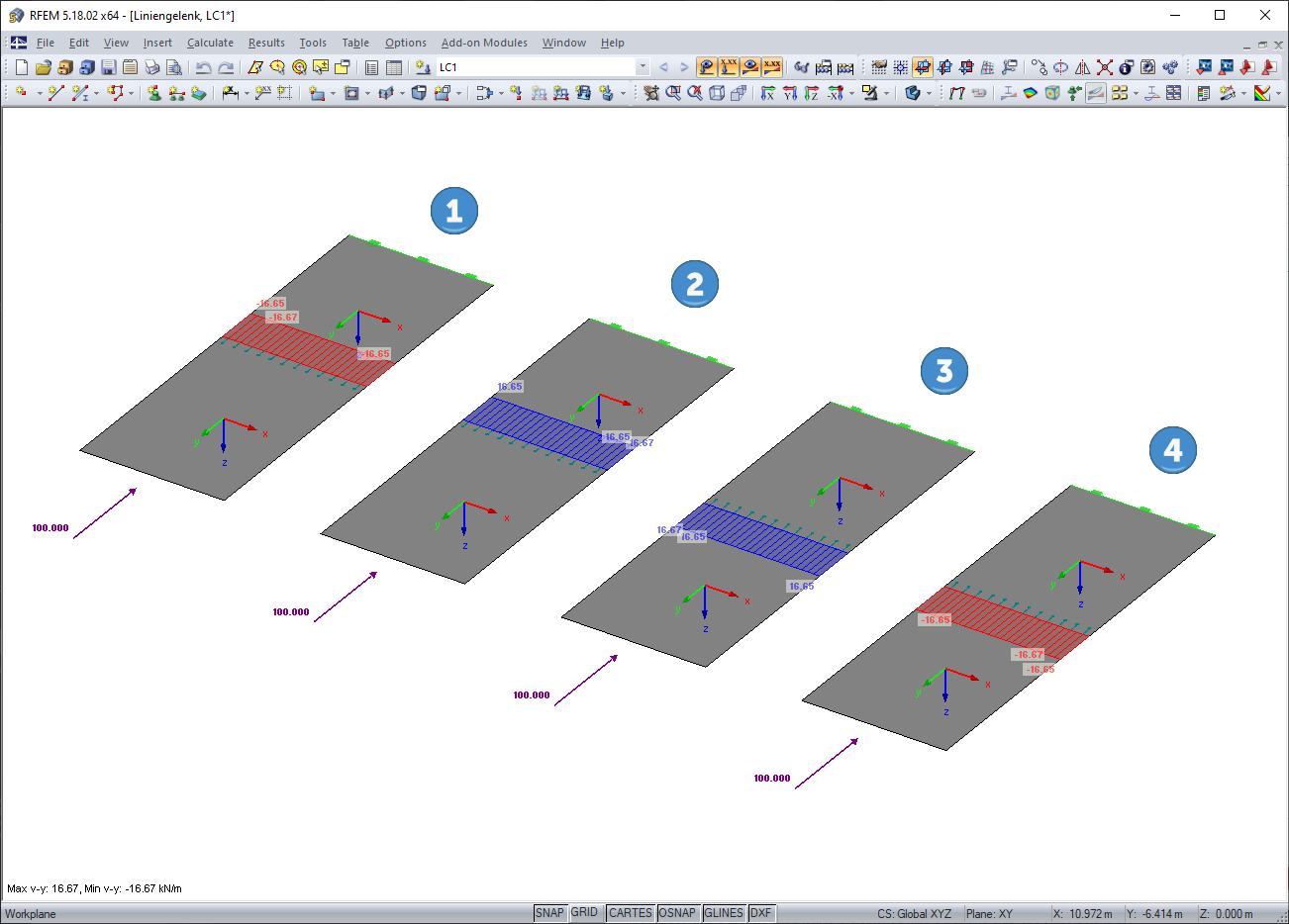 Risultati dei vincoli interni delle linee