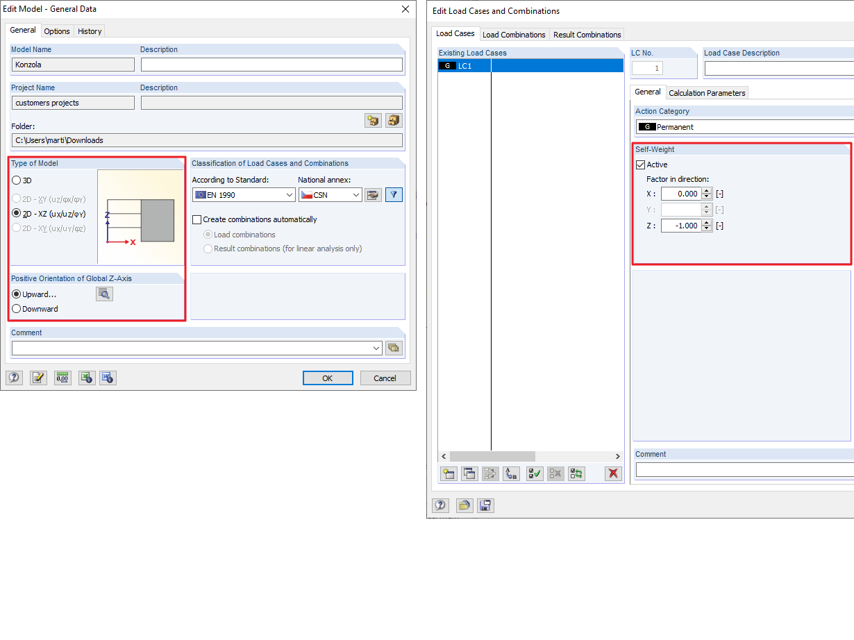 Per un modello 2D di una struttura verticale, si consiglia di utilizzare il tipo di modello 2D-XZ.