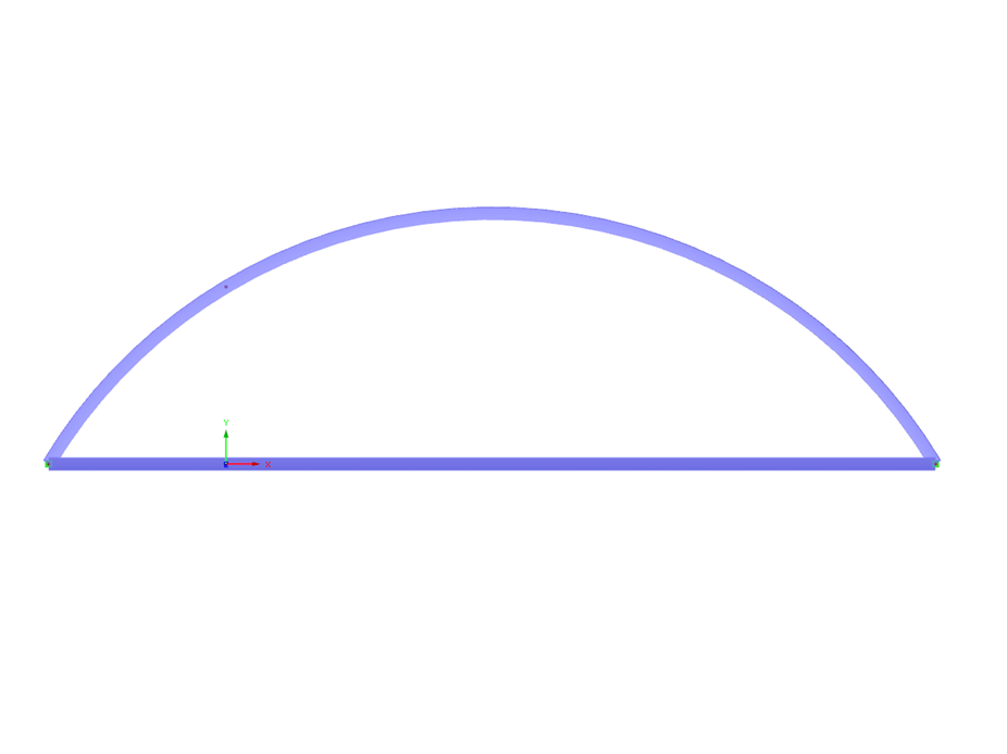 Modello utilizzato per scopi esemplificativi nelle domande frequenti sulla verifica di stabilità con aste curve
