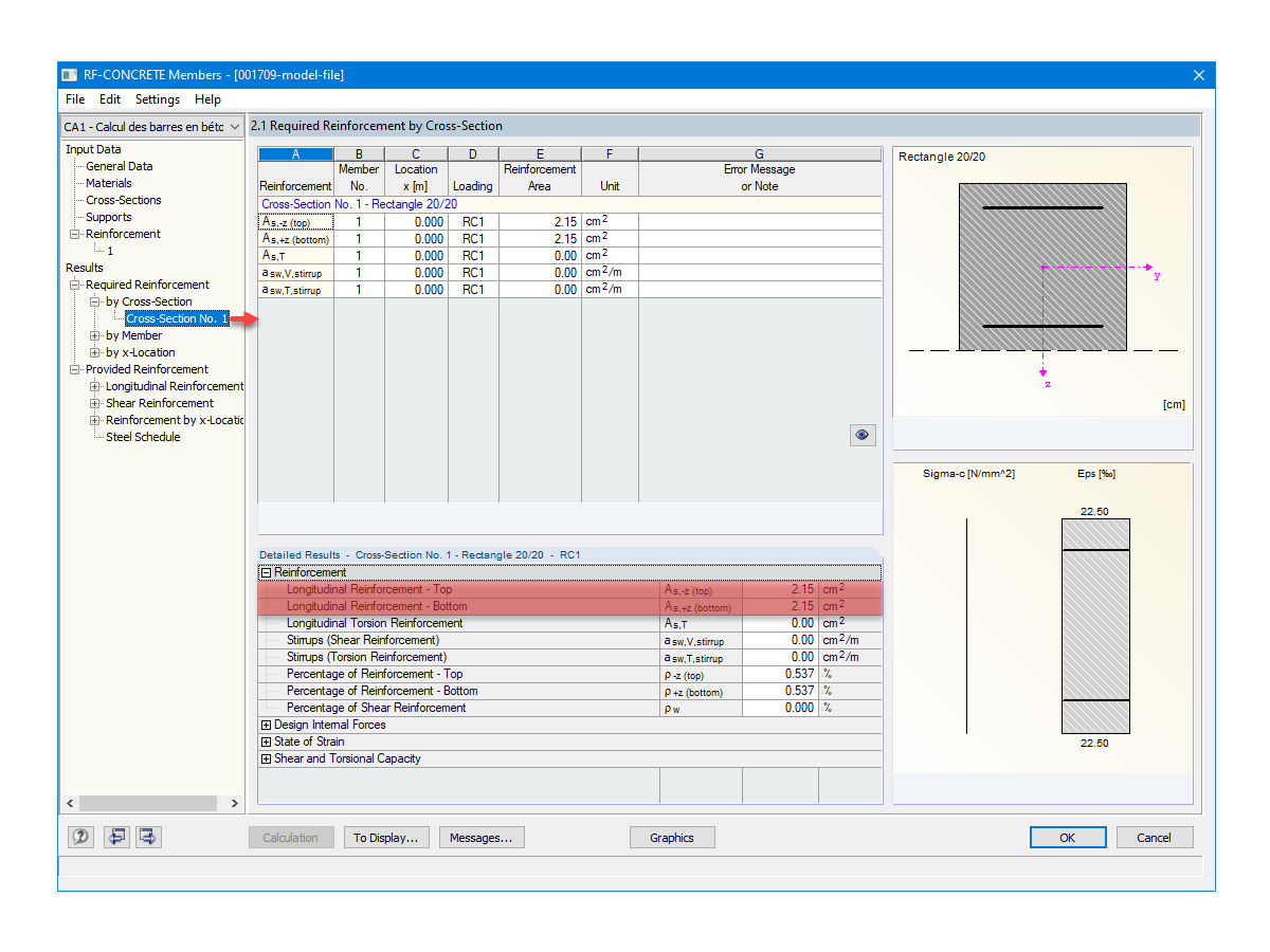 Armatura necessaria determinata con RF-CONCRETE Members
