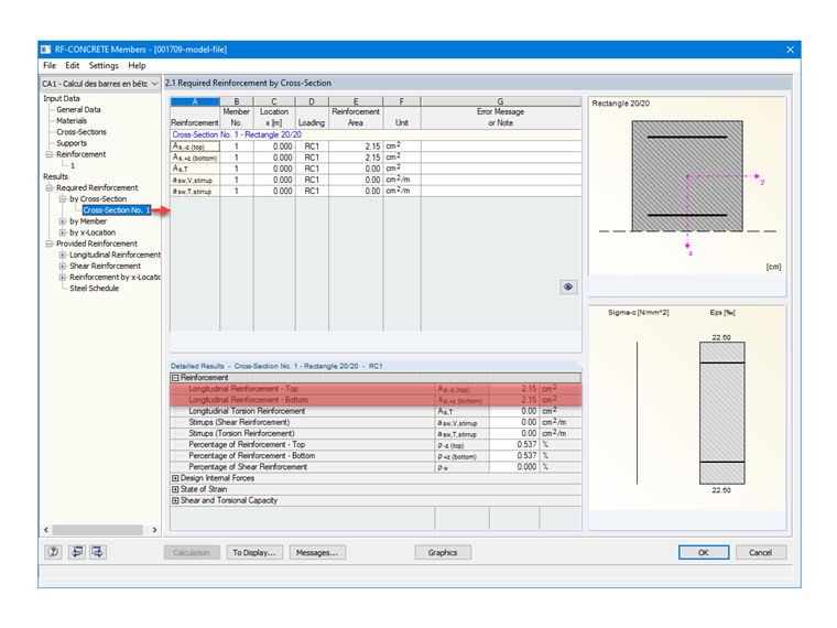 Armatura necessaria determinata con RF-CONCRETE Members