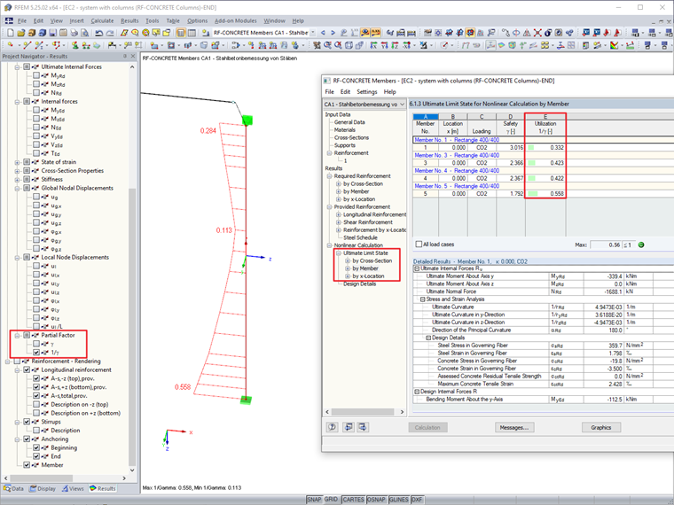 Rapporto di utilizzo nelle aste RF-CONCRETE