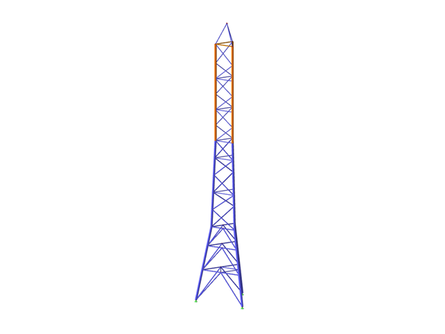 Modello 3D della torre a travatura reticolare in RSTAB (© TU Dresden)