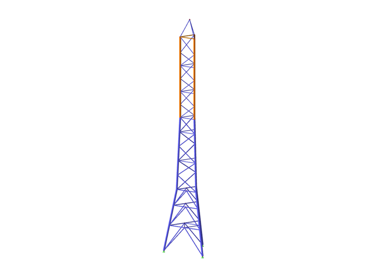 Modello 3D della torre a travatura reticolare in RSTAB (© TU Dresden)
