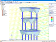 Streamline in RWIND Simulation nell'area delle ciotole della pianta superiore (© Timbatec)