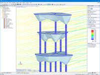 Streamline in RWIND Simulation nell'area delle ciotole della pianta superiore (© Timbatec)