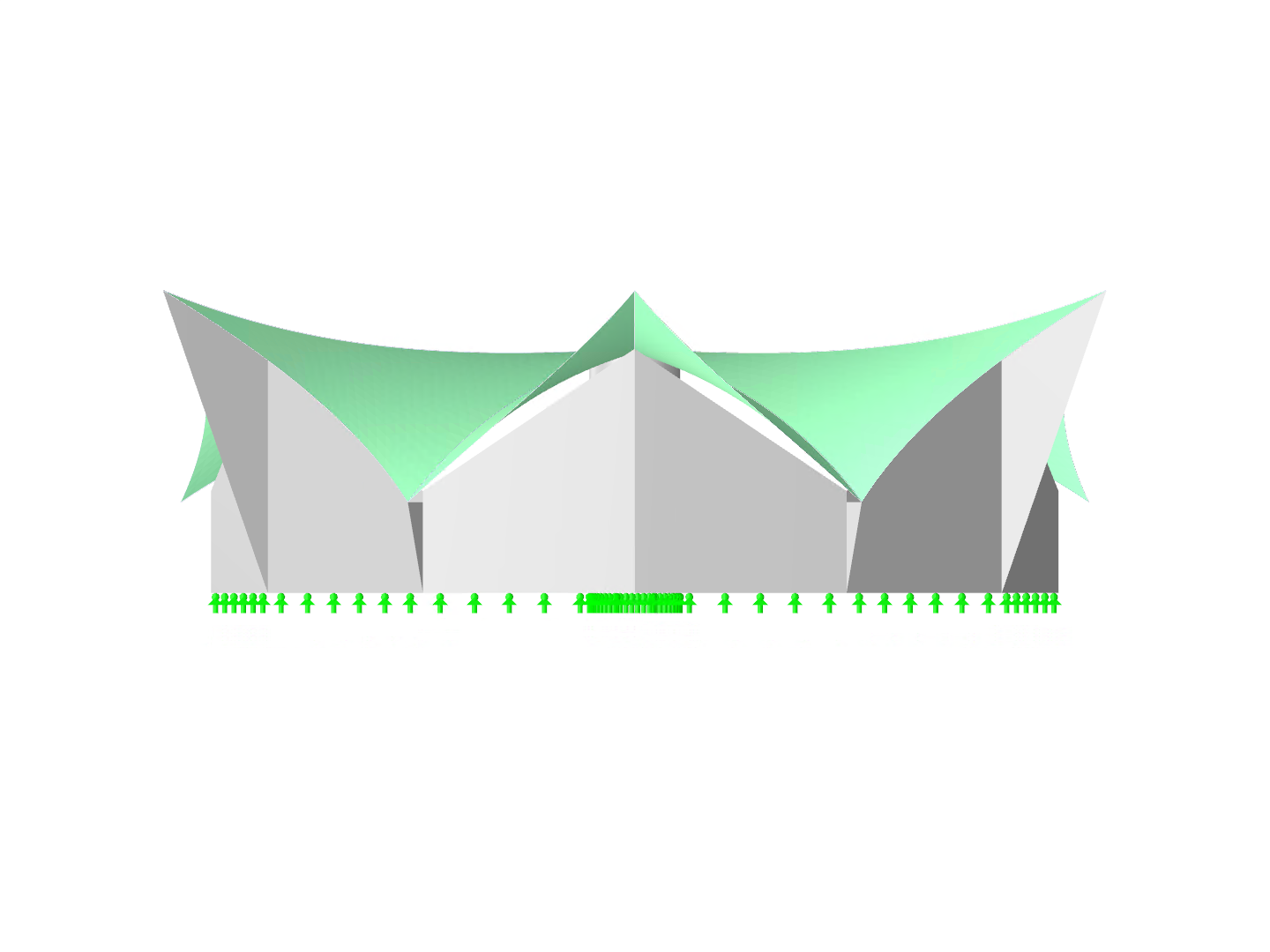 Tenda a cerchio, vista in direzione dell'asse X