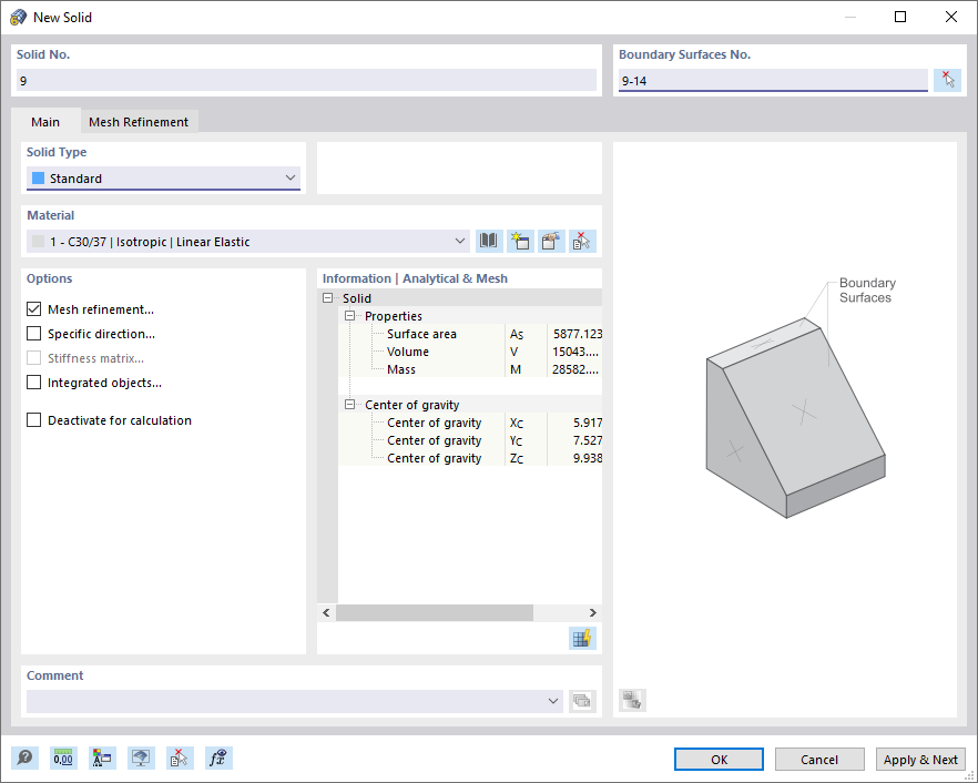 Finestra di dialogo "Nuovo solido"