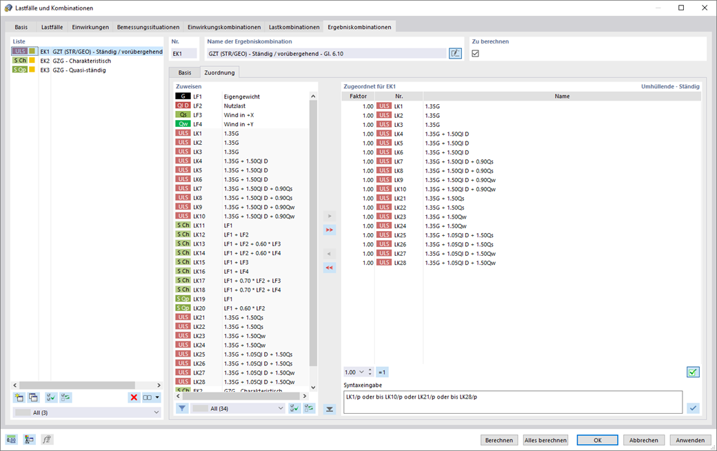 Caratteristica 002025 | Combinazioni di risultati