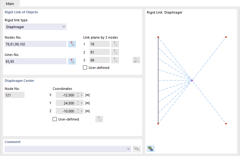 Collegamento rigido per membrana