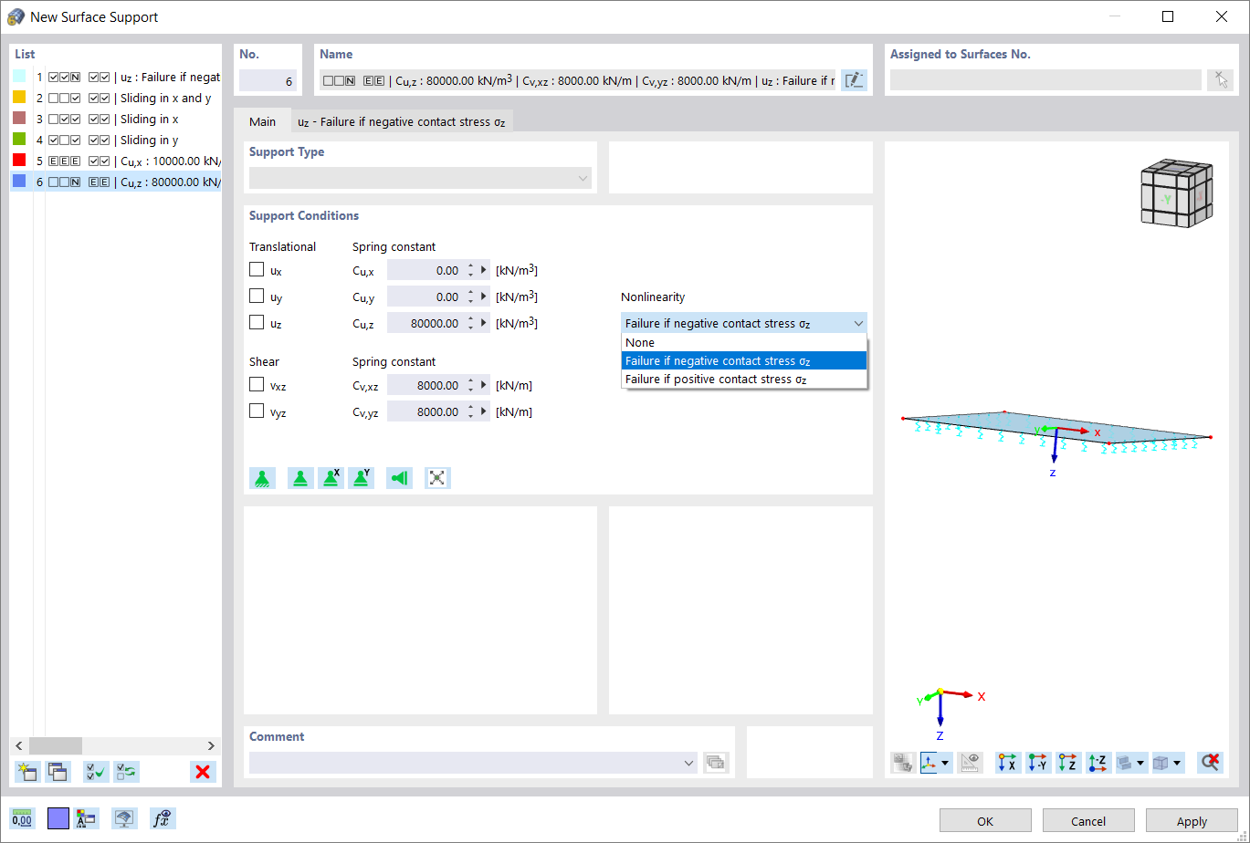 'Nuova superficie di supporto'Finestra di dialogo