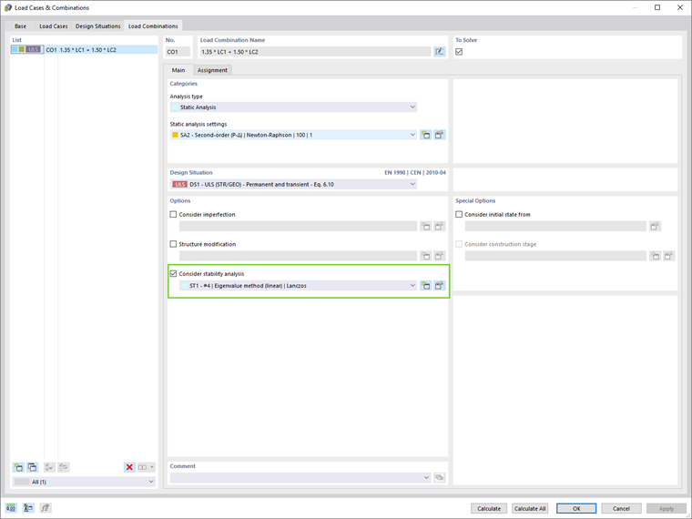 Considera analisi di stabilità