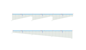 Carico trapezoidale relativo alle aste singole (in alto) e alla lista di aste (in basso)