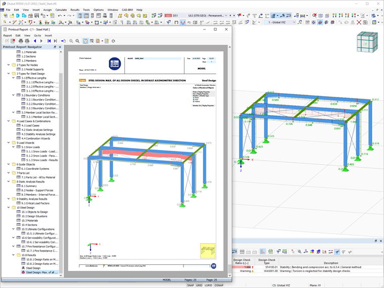 Lavoro parallelo nel programma e relazione di calcolo in RFEM 6