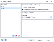 Risultato della verifica del modello per nodi identici