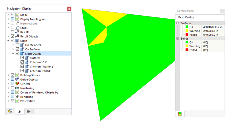 Visualizzazione della qualità della mesh