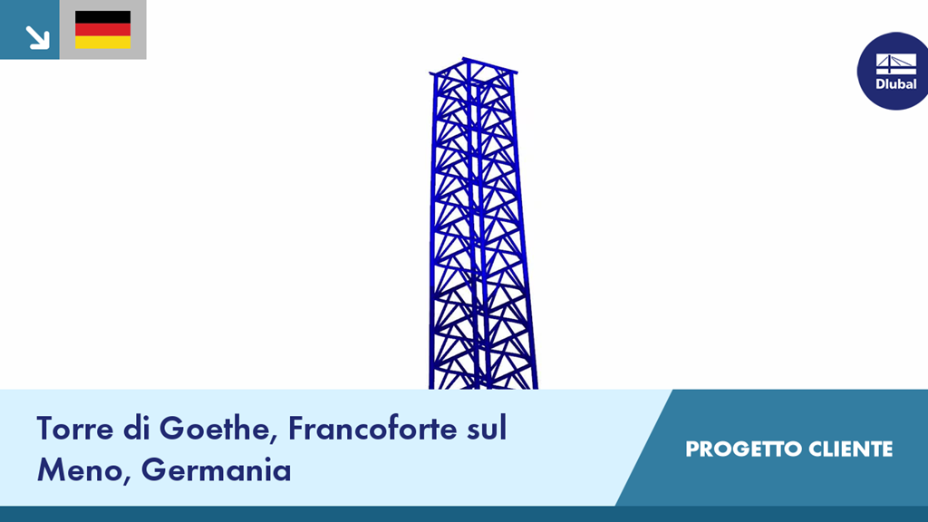 Vista della Torre di Goethe a Francoforte sul Meno come parte di un progetto di costruzione