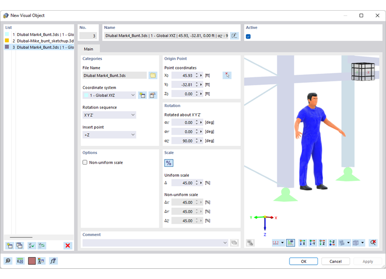 Finestra di dialogo 'Nuovo oggetto visivo'