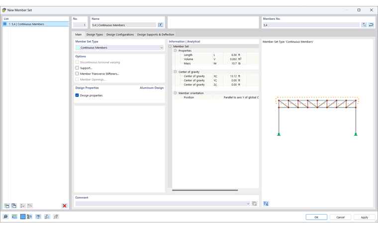 Finestra di dialogo "Modifica sezione", proprietà di verifica attivate per Verifica alluminio