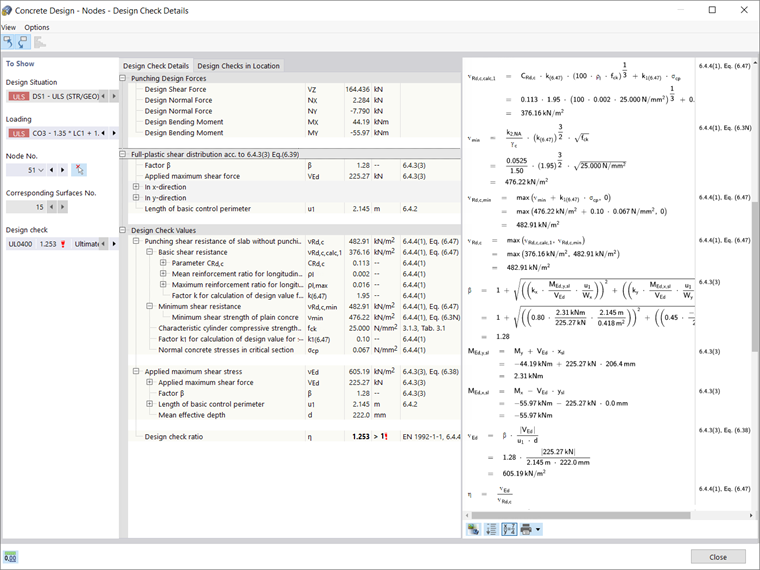 Dettagli della verifica della verifica di punzonamento