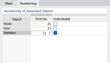 Modifica della numerazione degli oggetti generati