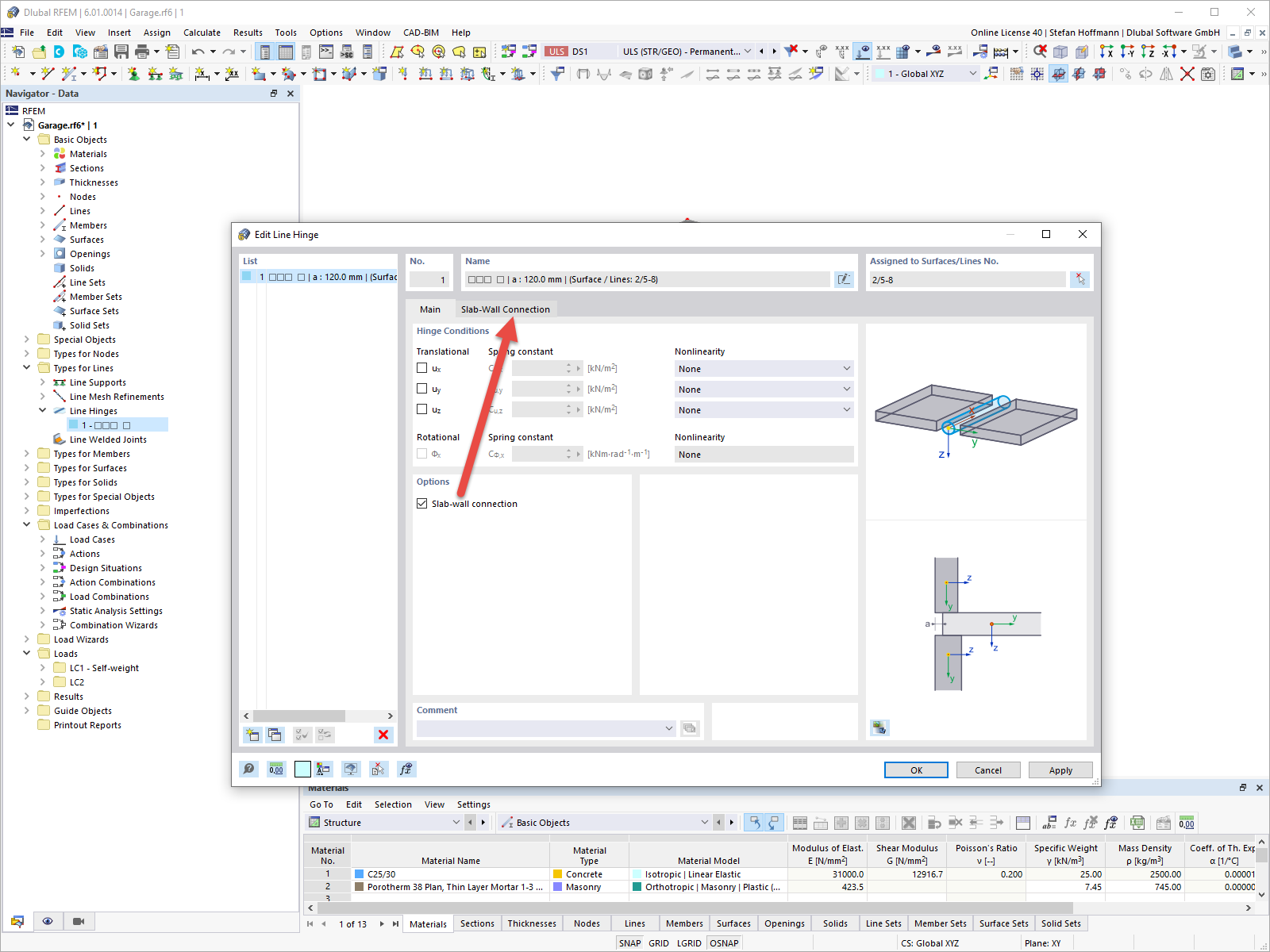FAQ 005180 | Vorrei collegare la mia parete in muratura ad una soletta in cemento armato. Qual è il modo migliore per creare una cerniera lineare?