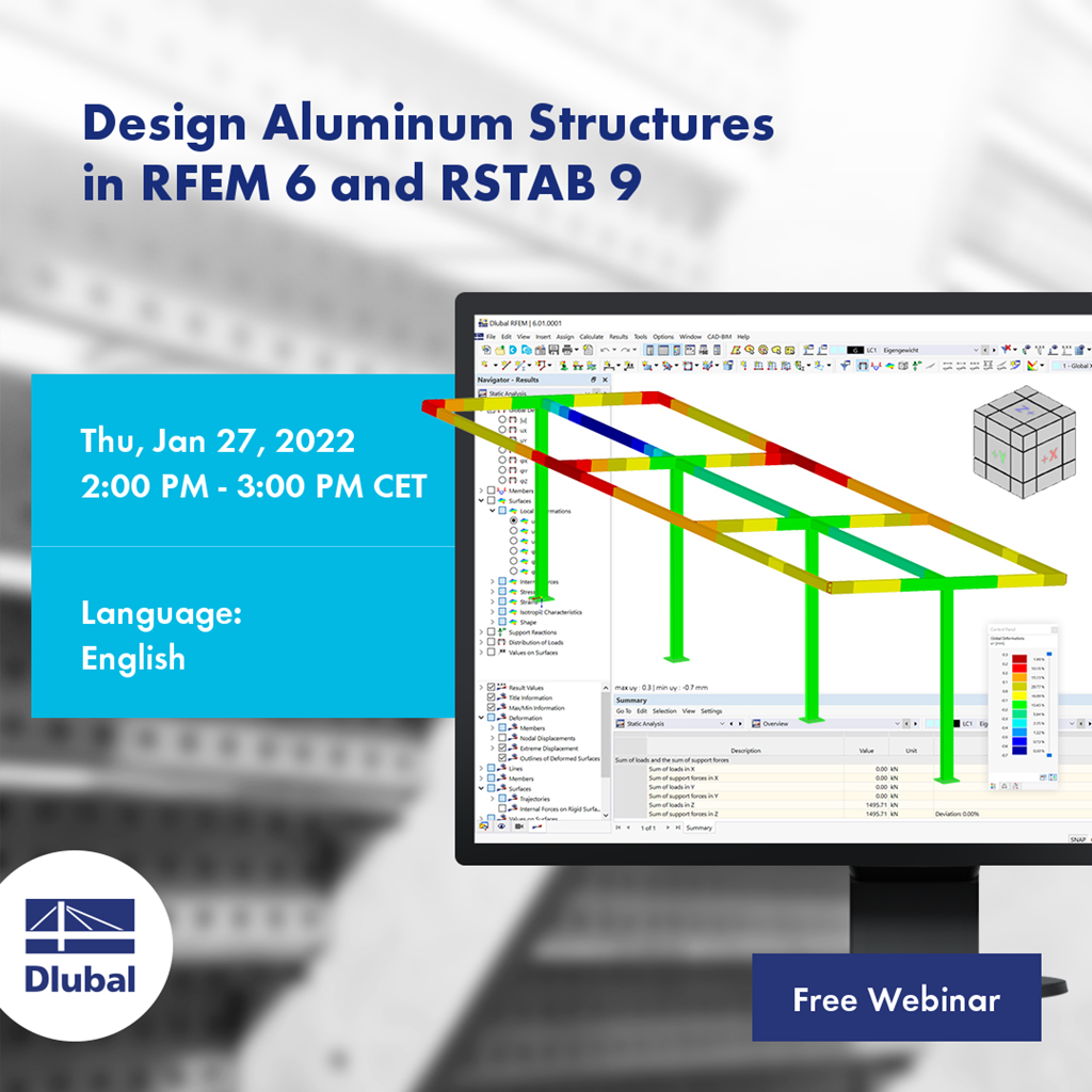 Verifica strutture in alluminio\n in RFEM 6 e RSTAB 9