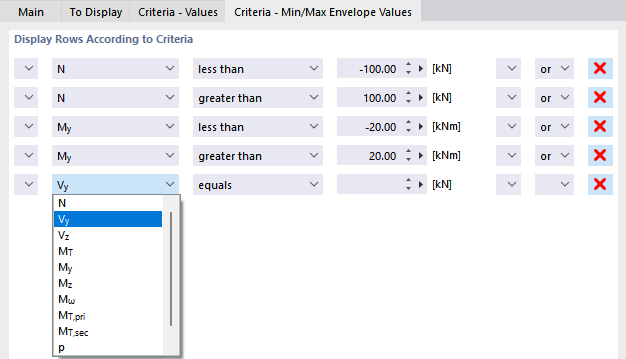 Definizione dei criteri per la stampa