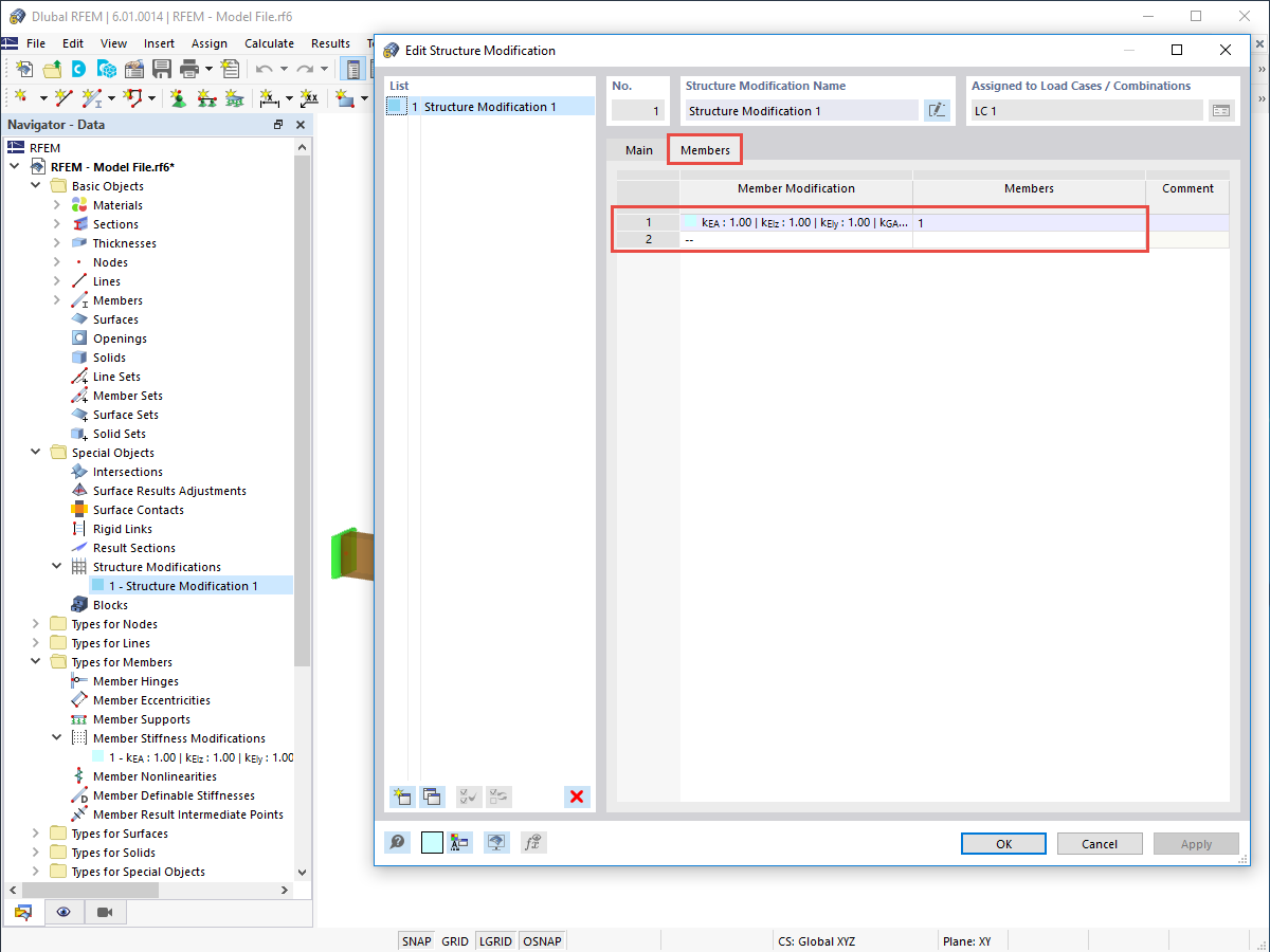 FAQ 005201 | Come posso modificare le rigidezze di aste particolari utilizzando un coefficiente in RFEM 6 e RSTAB 9?