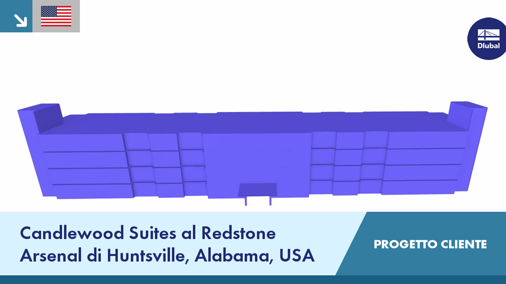 Vista dell'hotel Candlewood Suites nel Redstone Arsenal, un moderno progetto cliente a Huntsville, Alabama, USA.