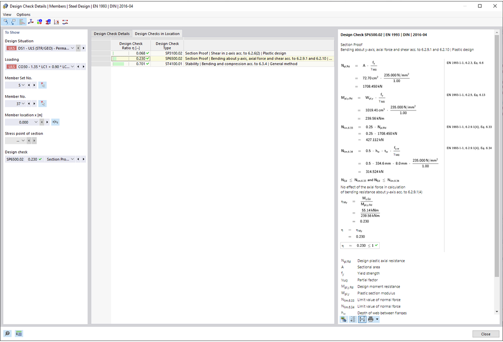 Verifica dettagliata della verifica acciaio | Verifiche nella posizione