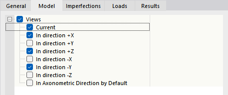 Selezione delle viste del modello