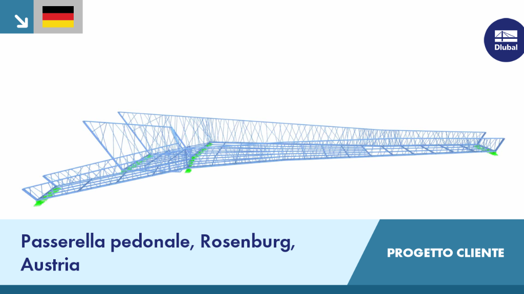 Ponte pedonale sul paesaggio fluviale di Rosenburg, Austria.
