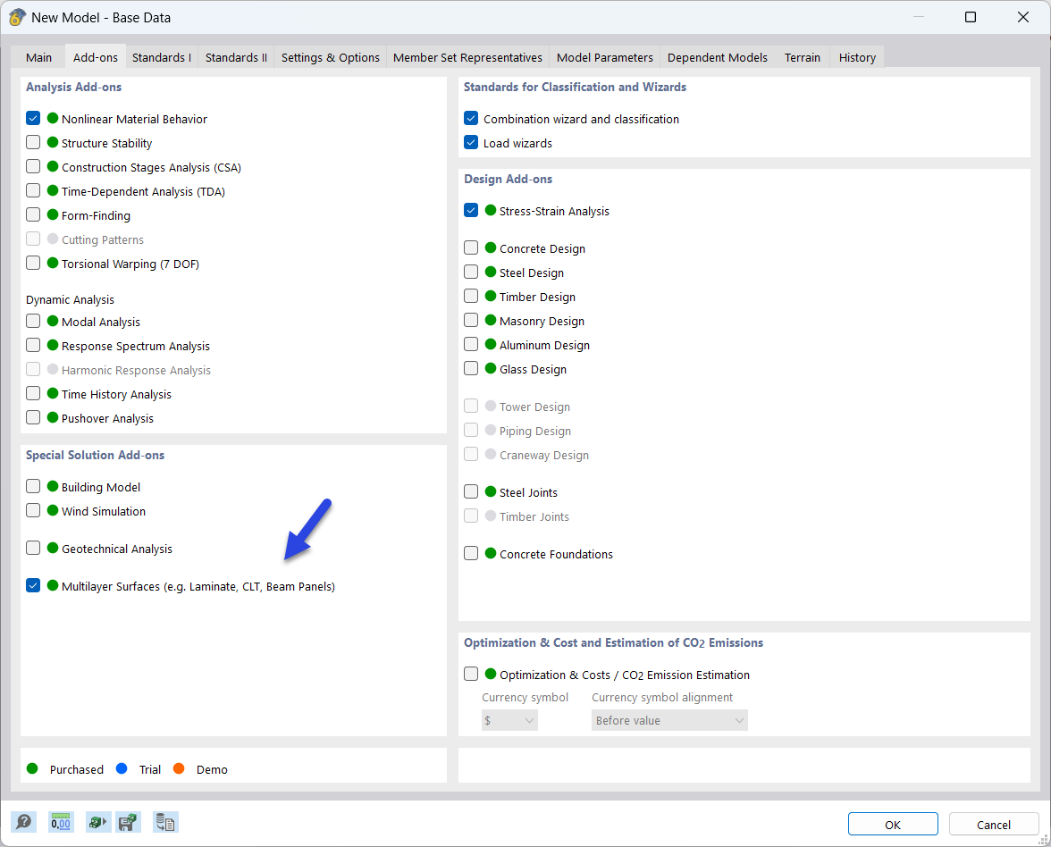 Attivazione add-on "Superfici multistrato"
