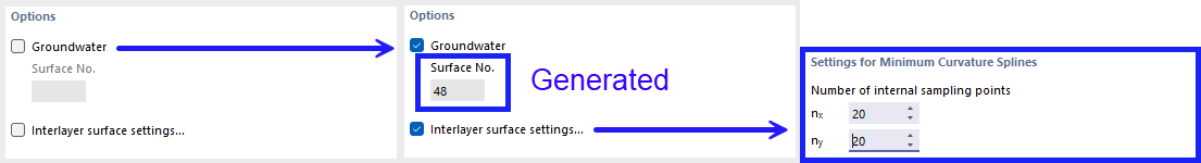 Opzioni per il tipo di giacimento del suolo da profili della perforazione