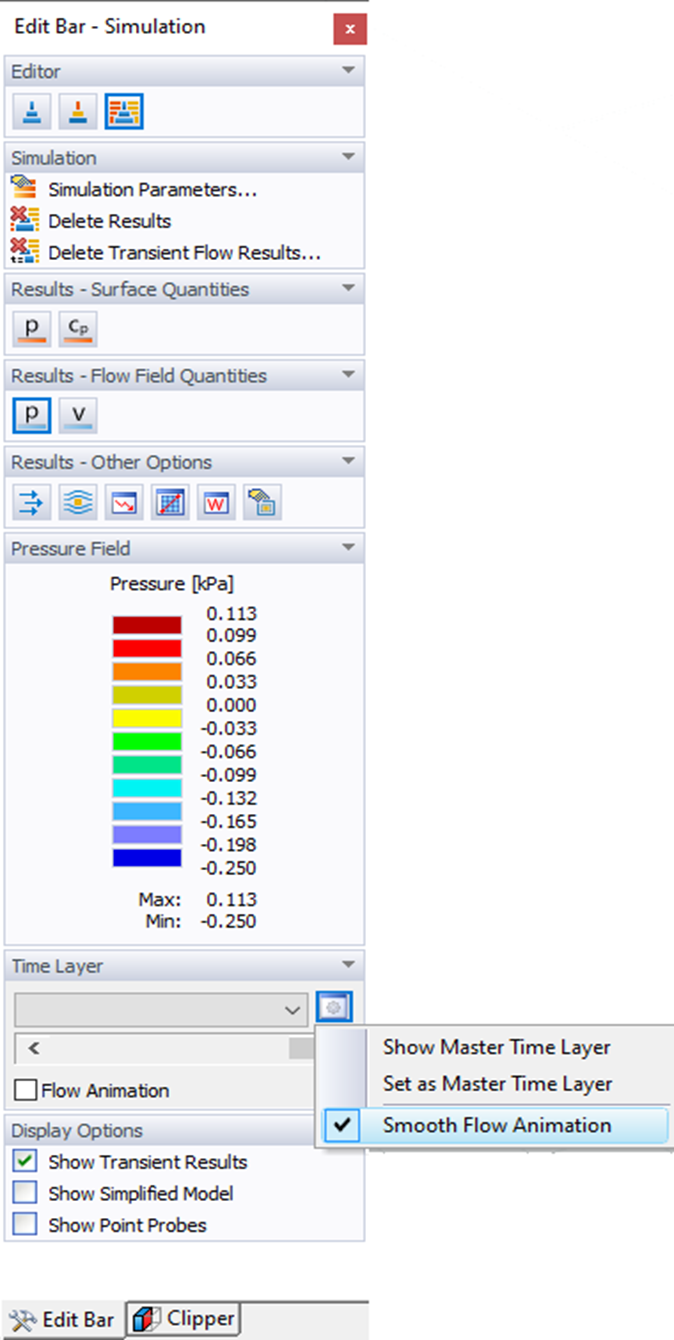 Opzioni e comandi del time layer