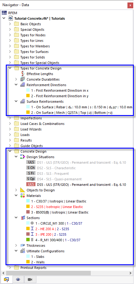 Voci del navigatore per Verifica calcestruzzo