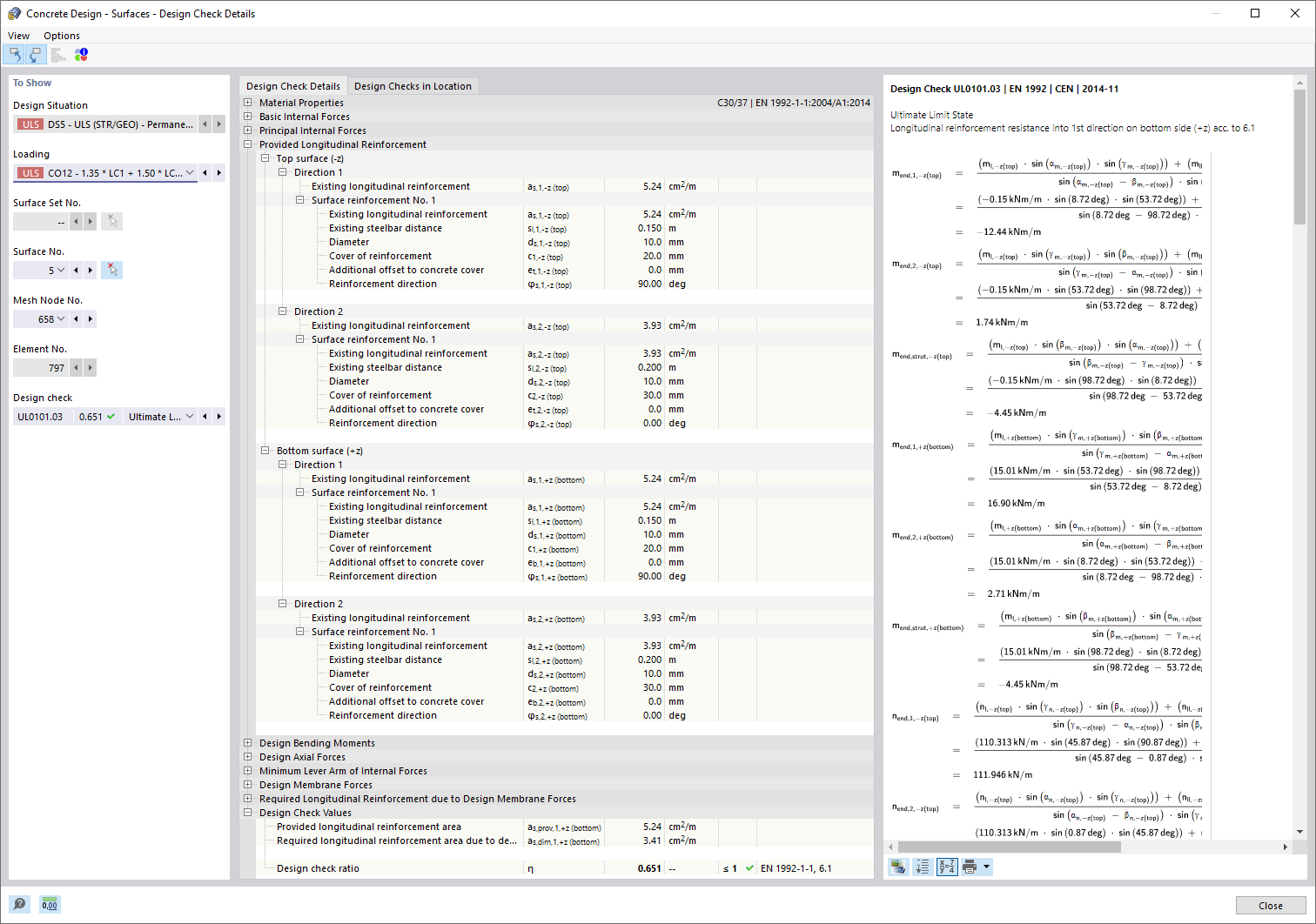 Dettagli di verifica dell'armatura longitudinale