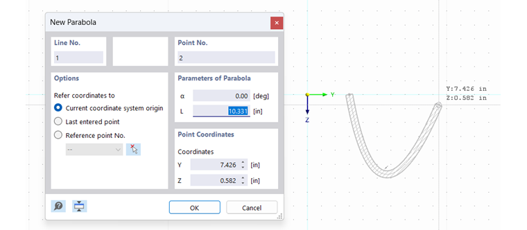 Impostazione grafica dell'elemento parabola