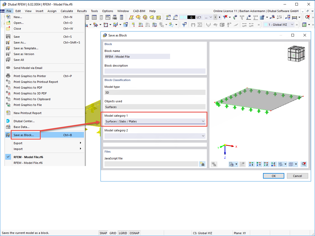FAQ 005231 | Come posso creare e aprire blocchi in RFEM 6/RSTAB 9?